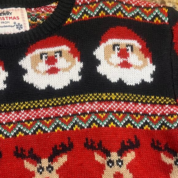 Daisy Boutique Men XL Merry Christmas Tree Santa and Rudolph Sweater Long Sleeve - Picture 1 of 7